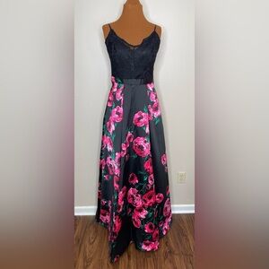 Bee Darlin Formal Gown Scalloped Lace Bodice Floral  Petticoat Skirt Size 3/4